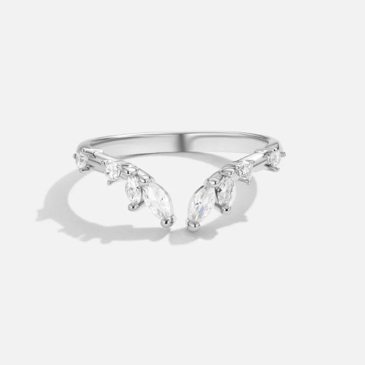 Lily Crystal Silver-Tone Vine Ring