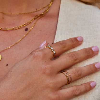 Luxe Crystal Gold-Tone Ring