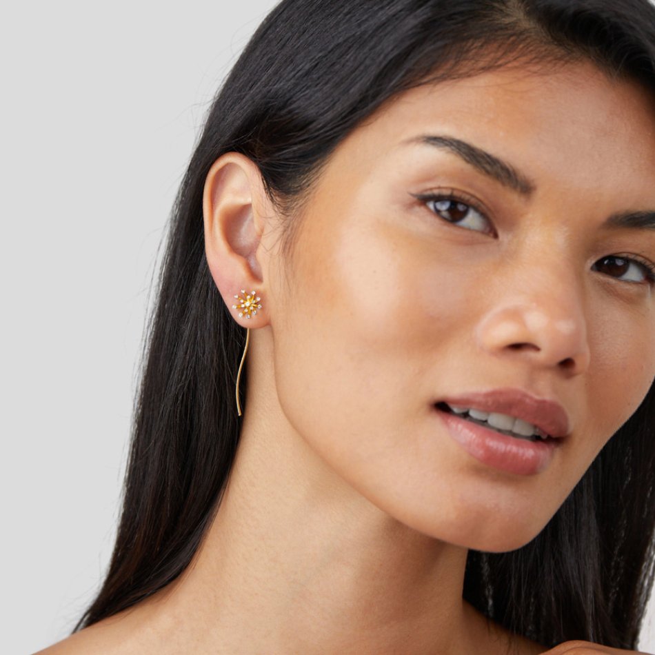 Make A Wish Dandelion Gold-Tone Earrings