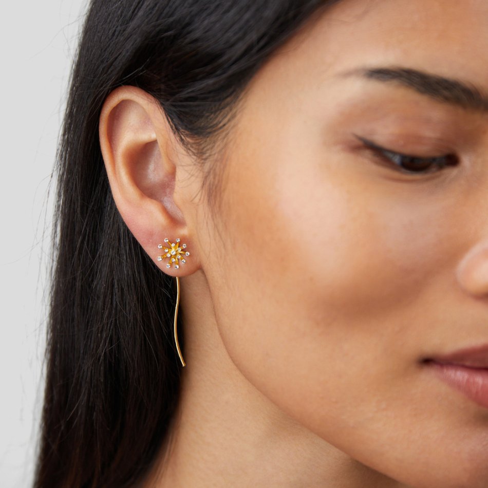 Make A Wish Dandelion Gold-Tone Earrings