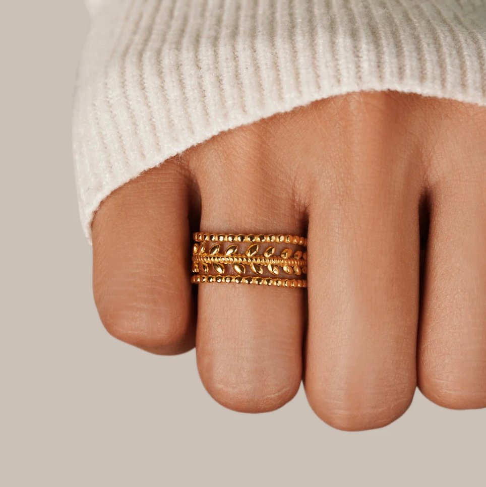 Marissa Layered Gold-Tone Leaf Ring