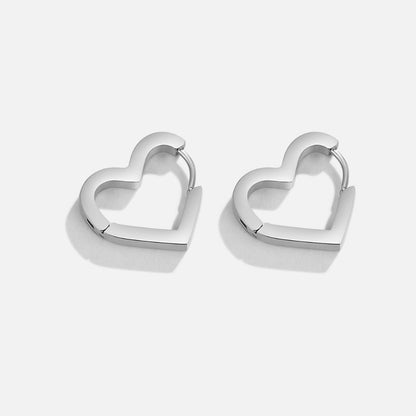 Mary Heart Silver-Tone Hoop Earrings