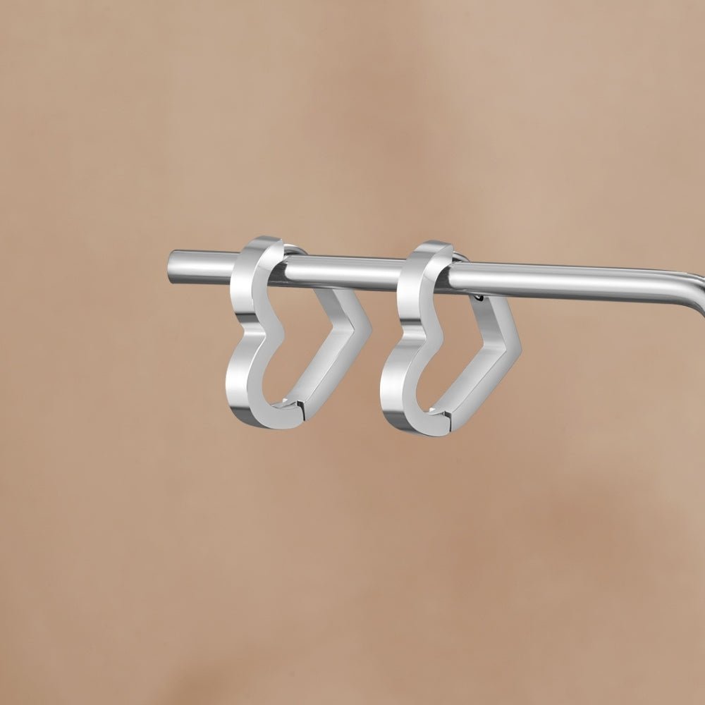 Mary Heart Silver-Tone Hoop Earrings