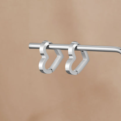Mary Heart Silver-Tone Hoop Earrings