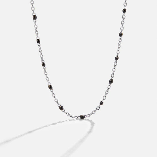 Mila Black Bead Silver-Tone Necklace