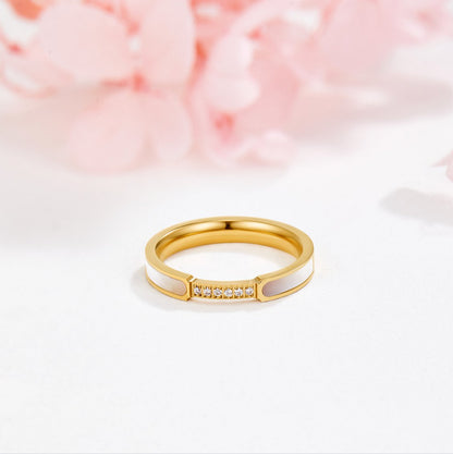 Mother of Pearl & Crystal Ring