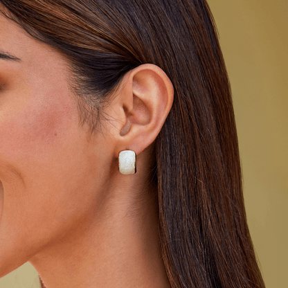 Mother of Pearl Semi Hoop Earrings