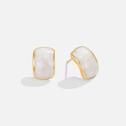 Mother of Pearl Semi Hoop Earrings