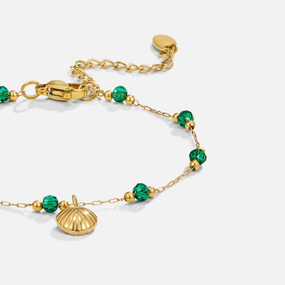 Nerissa Gold-Tone Shell & Green Bead Bracelet