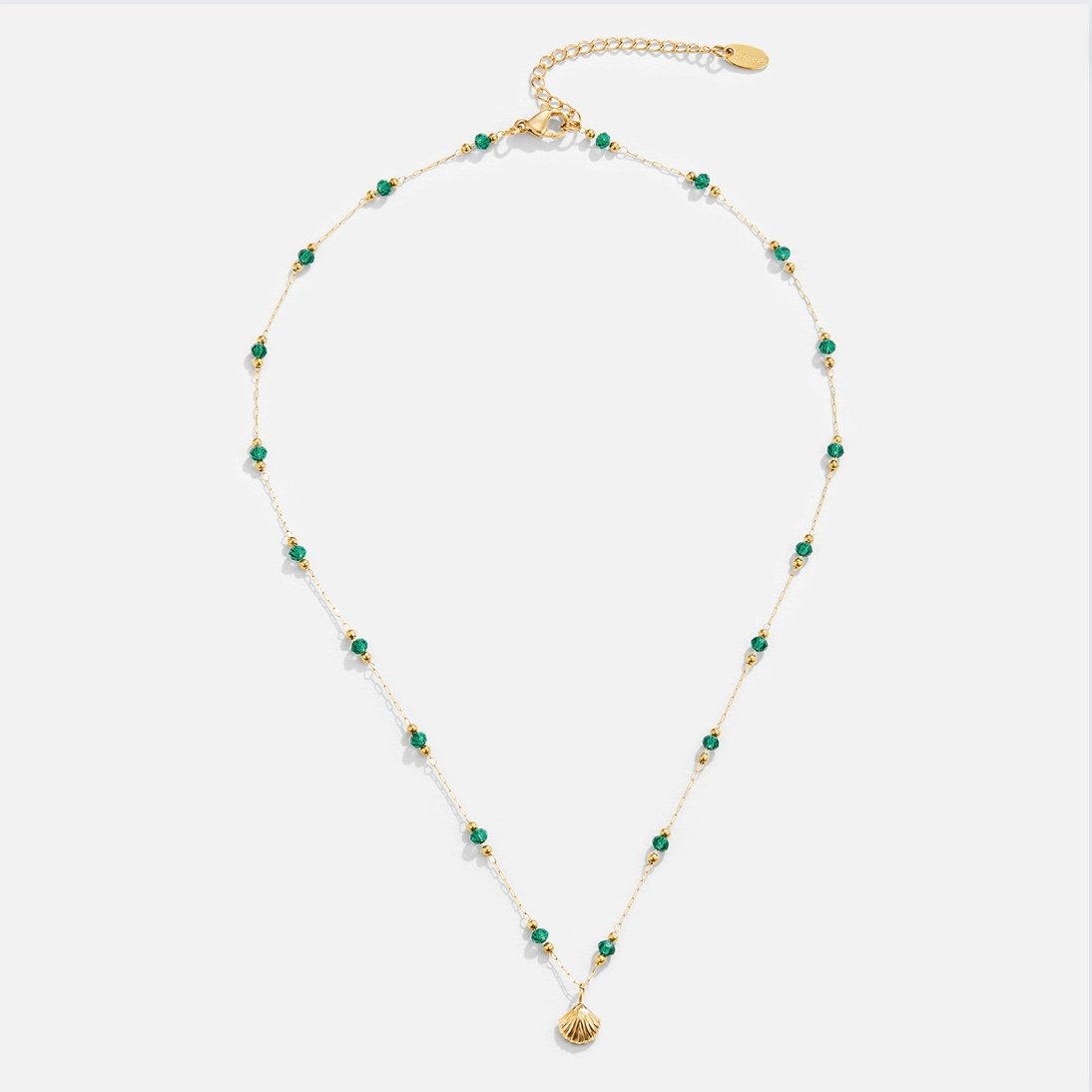 Nerissa Gold-Tone Shell & Green Bead Necklace