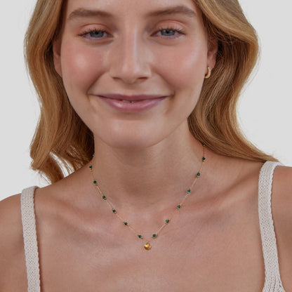 Nerissa Gold-Tone Shell & Green Bead Necklace