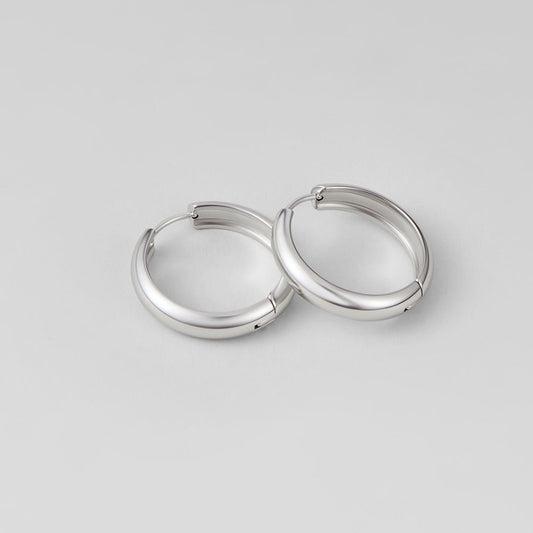 Nona Classic Silver-Tone Hoop Earrings