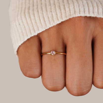 October Birthstone Gold-Tone Ring