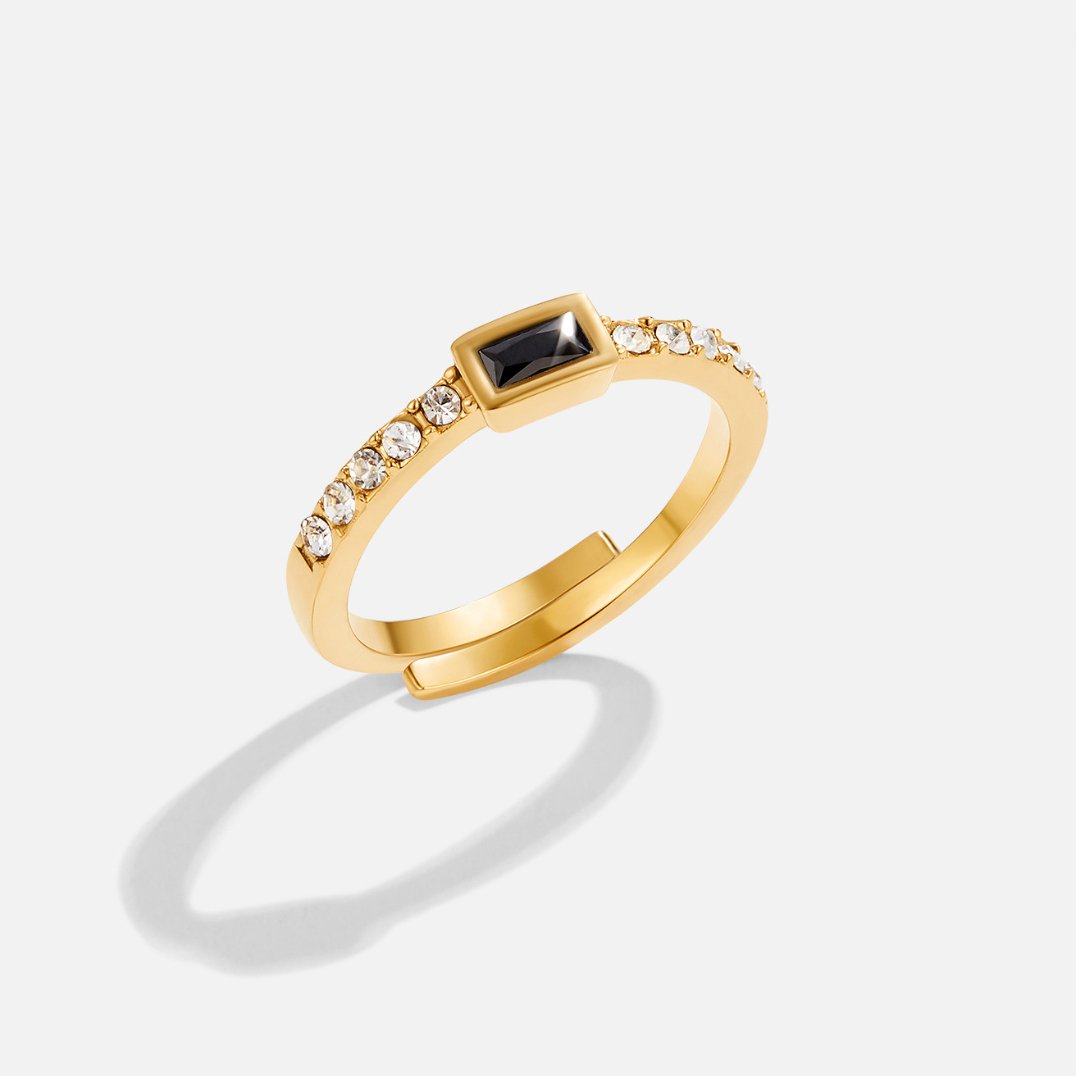 Black Onyx-Tone Crystal Ring