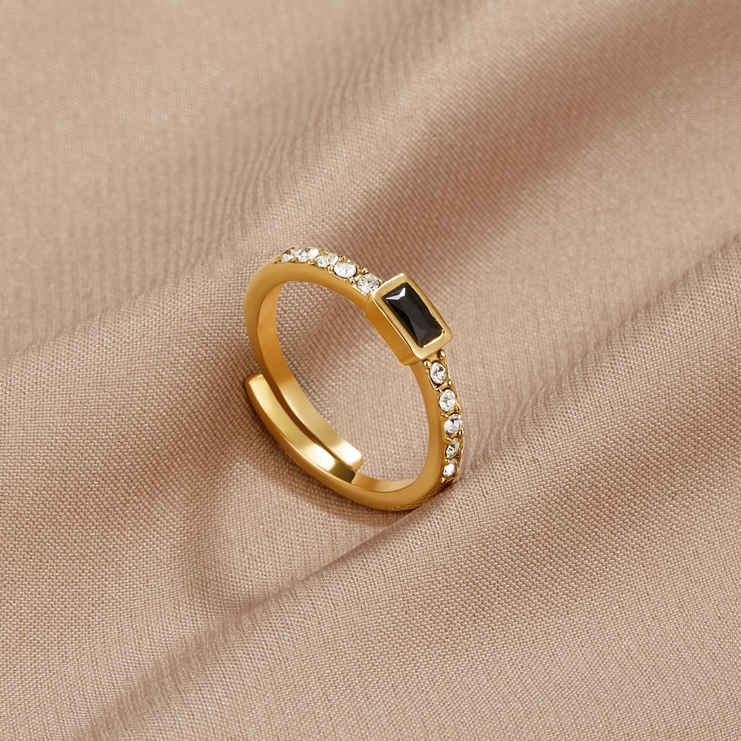 Black Onyx-Tone Crystal Ring