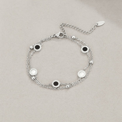 Black & White Stone Silver-Tone Bracelet
