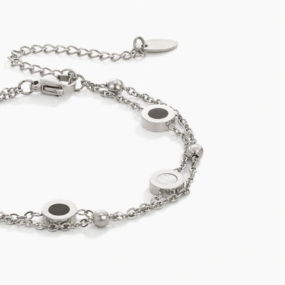 Black & White Stone Silver-Tone Bracelet