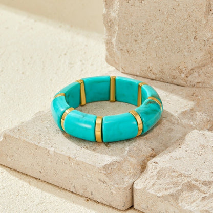 Priya Gold-Tone & Teal Elastic Bracelet