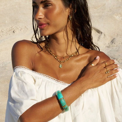 Priya Gold-Tone & Teal Elastic Bracelet