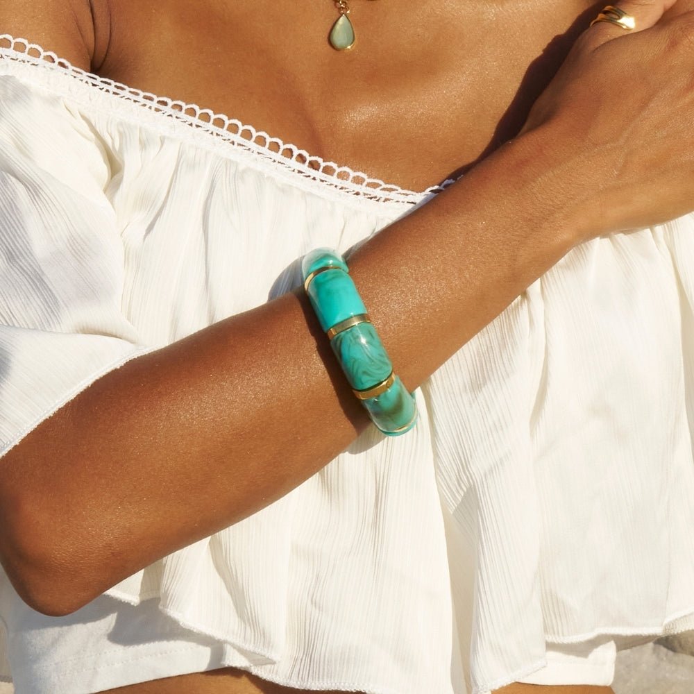 Priya Gold-Tone & Teal Elastic Bracelet