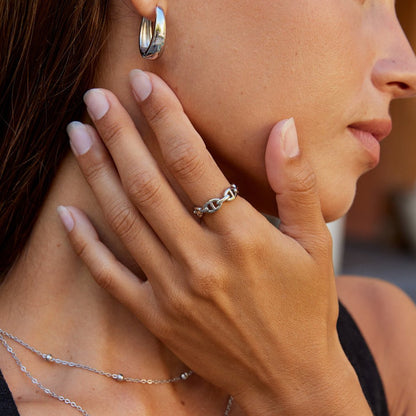 Raya Silver-Tone Chain Band Ring