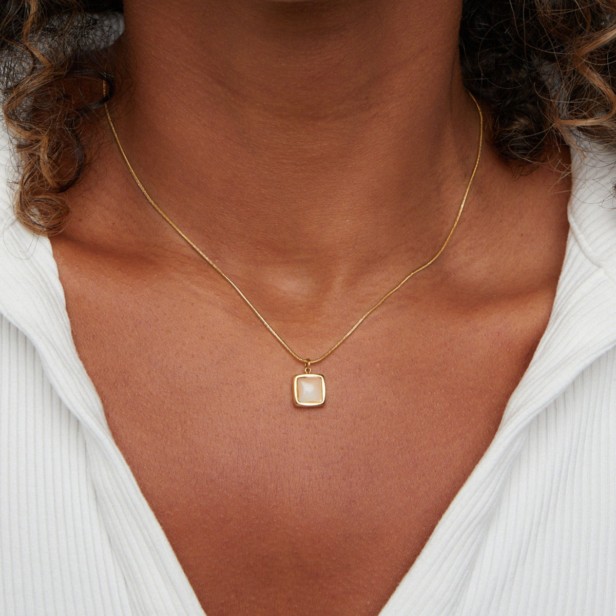Riva Moonstone-Effect Drop Necklace