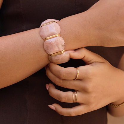 Rose Pink Stone Elastic Bracelet