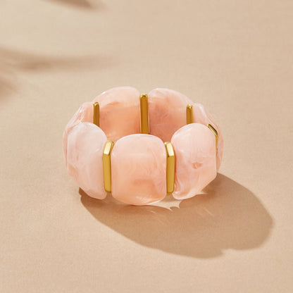 Rose Pink Stone Elastic Bracelet