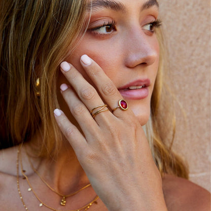 Ruby Red Crystal Gold-Tone Ring