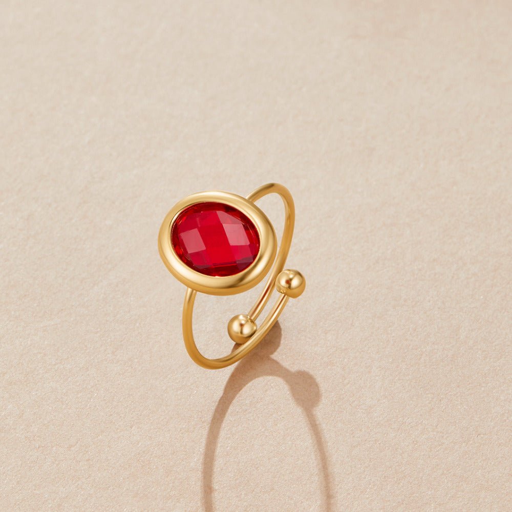 Ruby Red Crystal Gold-Tone Ring
