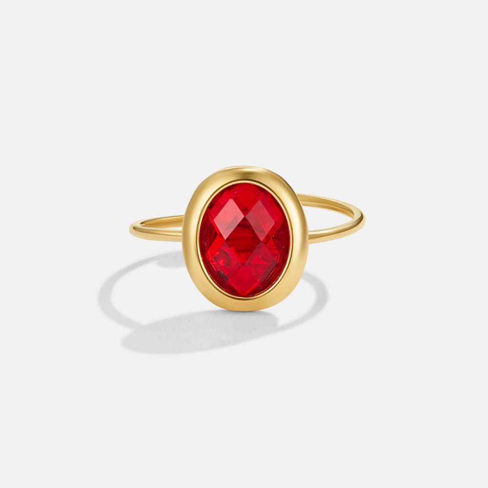 Ruby Red Crystal Gold-Tone Ring
