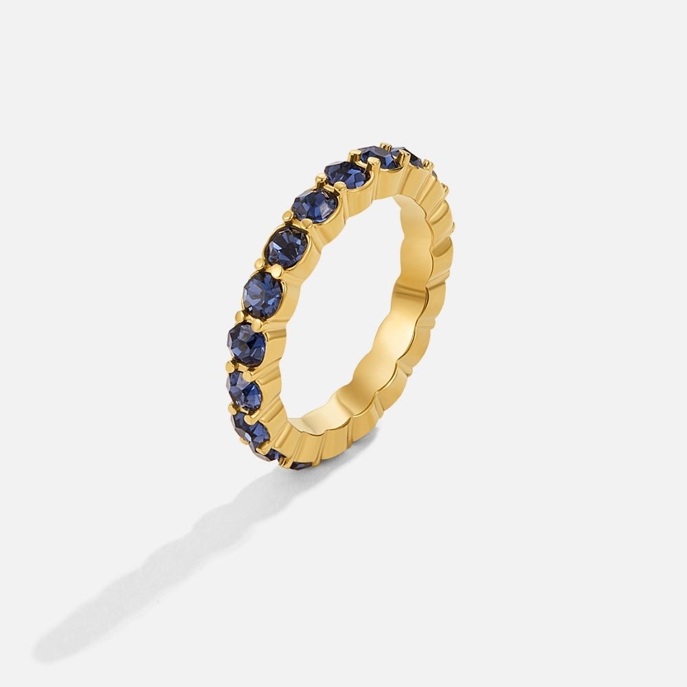 Sapphire Blue Beauty Gold-Tone Crystal Ring