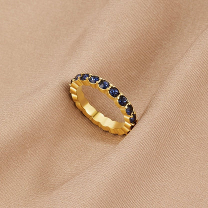 Sapphire Blue Beauty Gold-Tone Crystal Ring