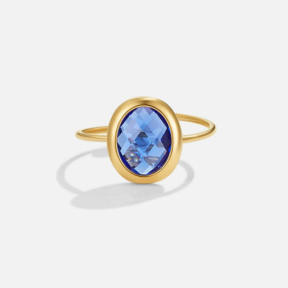 Sapphire Blue Crystal Gold-Tone Ring