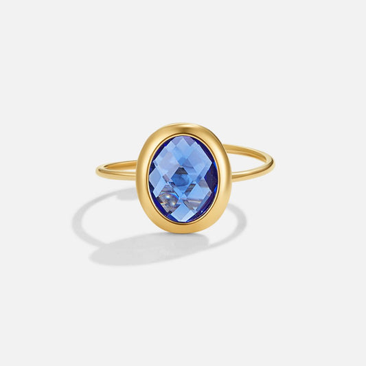 Sapphire Blue Crystal Gold-Tone Ring