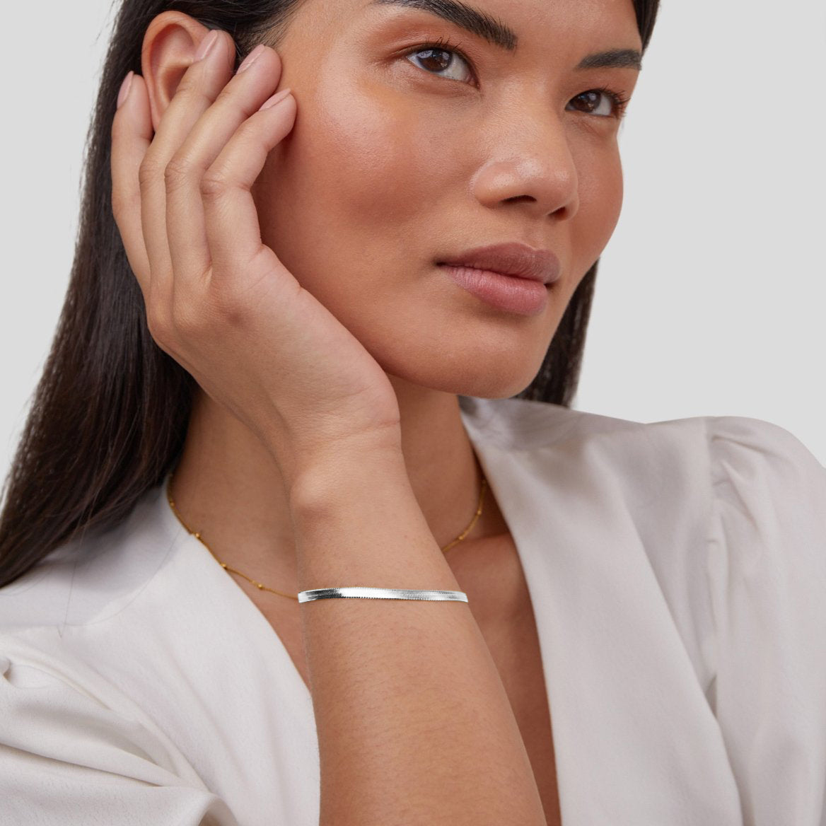 Sarya Snake Chain Silver-Tone Bracelet