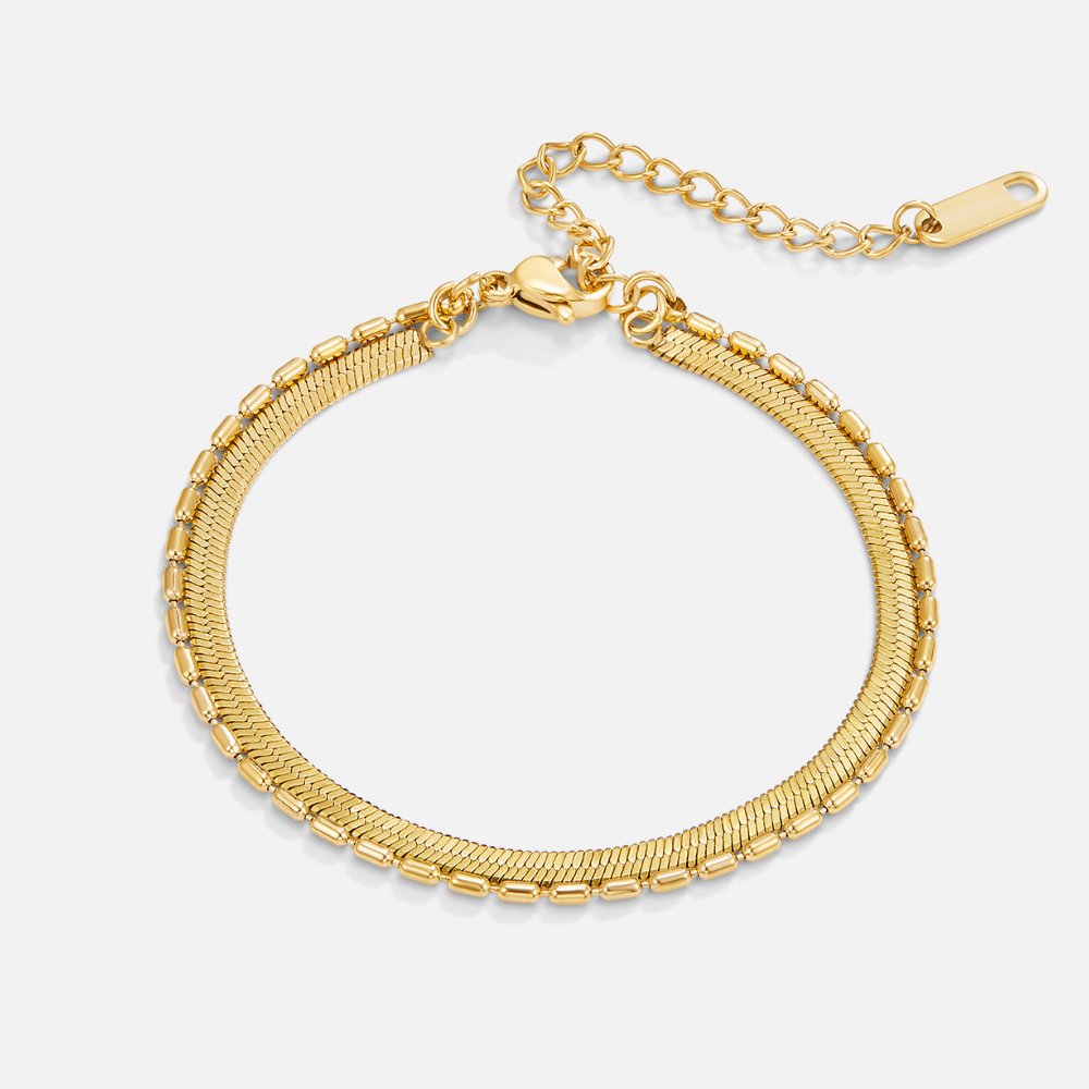 Selene Snake And Bead Chain Bracelet