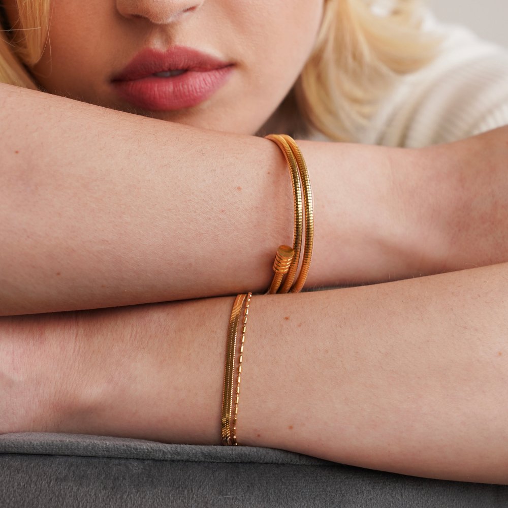 Selene Snake And Bead Chain Bracelet