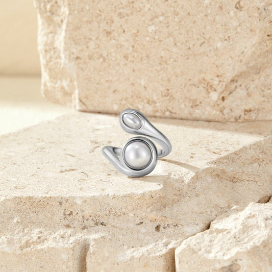 Silver-Tone Amara Pearl Wrap Ring