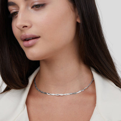 Silver-Tone Chiara Twist Snake Chain Necklace