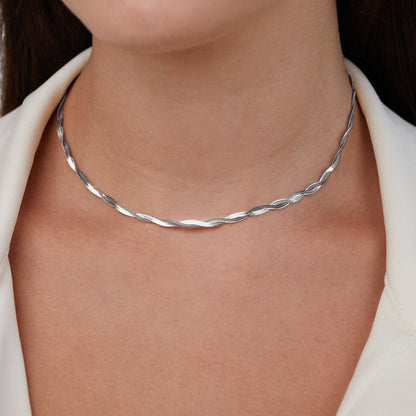 Silver-Tone Chiara Twist Snake Chain Necklace