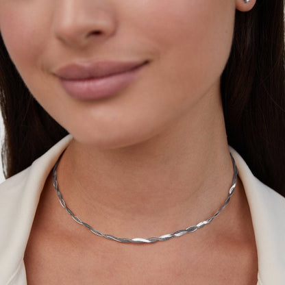 Silver-Tone Chiara Twist Snake Chain Necklace