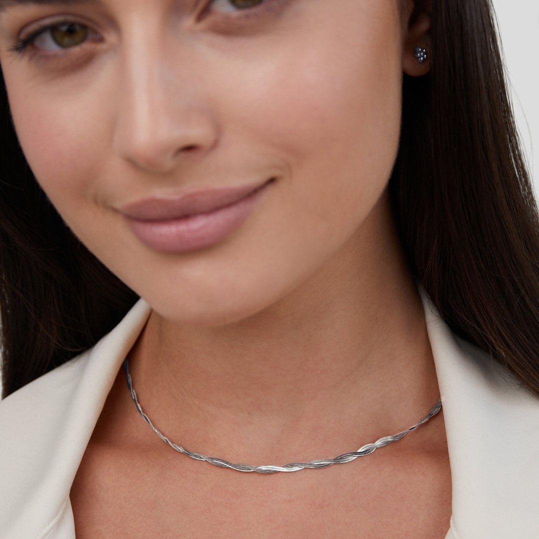 Silver-Tone Chiara Twist Snake Chain Necklace