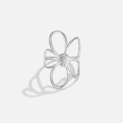Silver-Tone Daisy Flower Ring