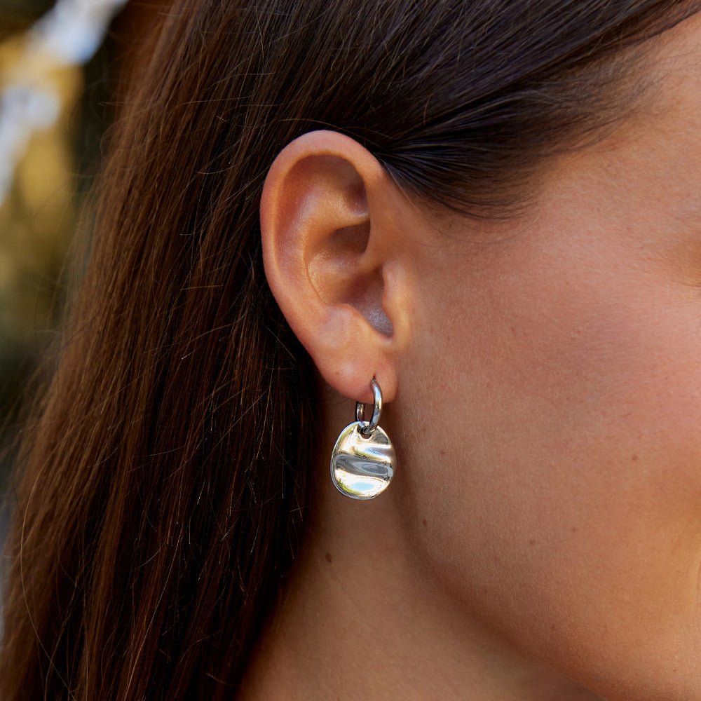 Silver-Tone Disc Drop Earrings