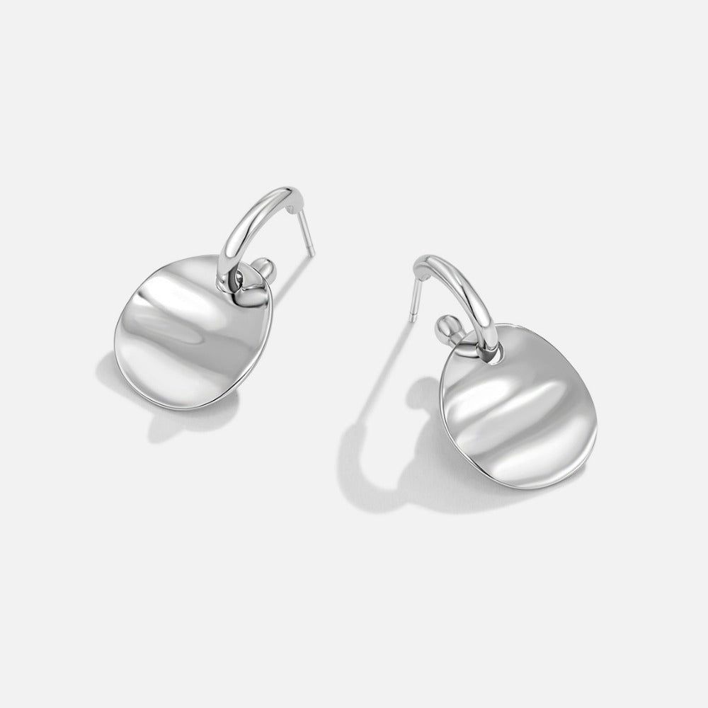 Silver-Tone Disc Drop Earrings