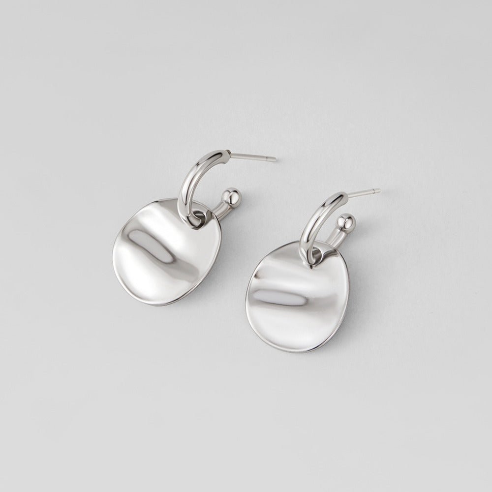 Silver-Tone Disc Drop Earrings