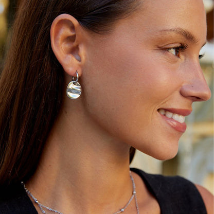 Silver-Tone Disc Drop Earrings