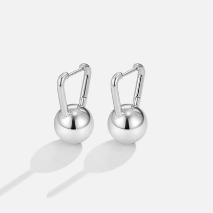 Silver-Tone Dumbbell Hoop Earrings