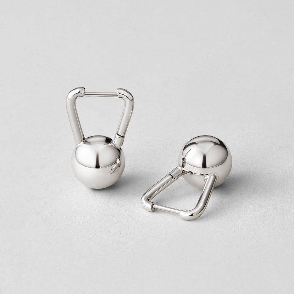 Silver-Tone Dumbbell Hoop Earrings